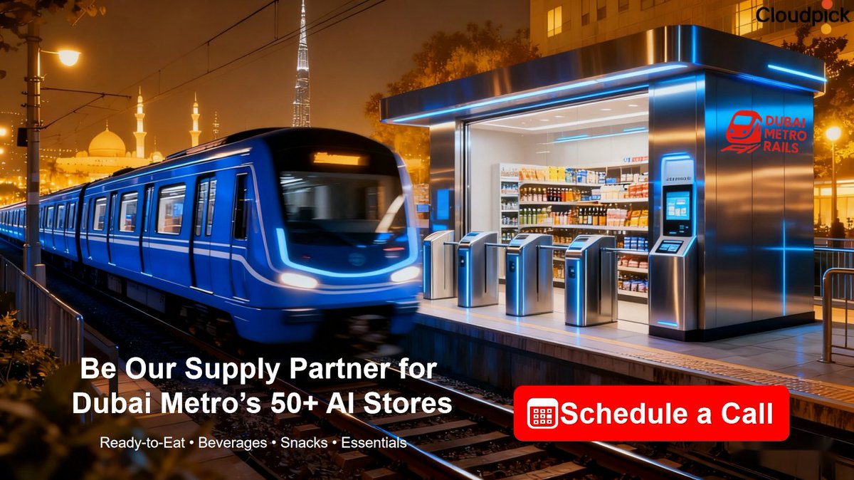 CloudpickTech's tweet image. 🚇 Big news: 50+ Cloudpick AI-powered unmanned stores are coming to every Dubai Metro station entrance! ✨
We're seeking retail & FMCG partners to join this commuter retail ecosystem.
📧 jefffeng@cloudpick.me
#Cloudpick #DubaiMetro #SmartRetail #FMCG #DubaiBusiness #MENA