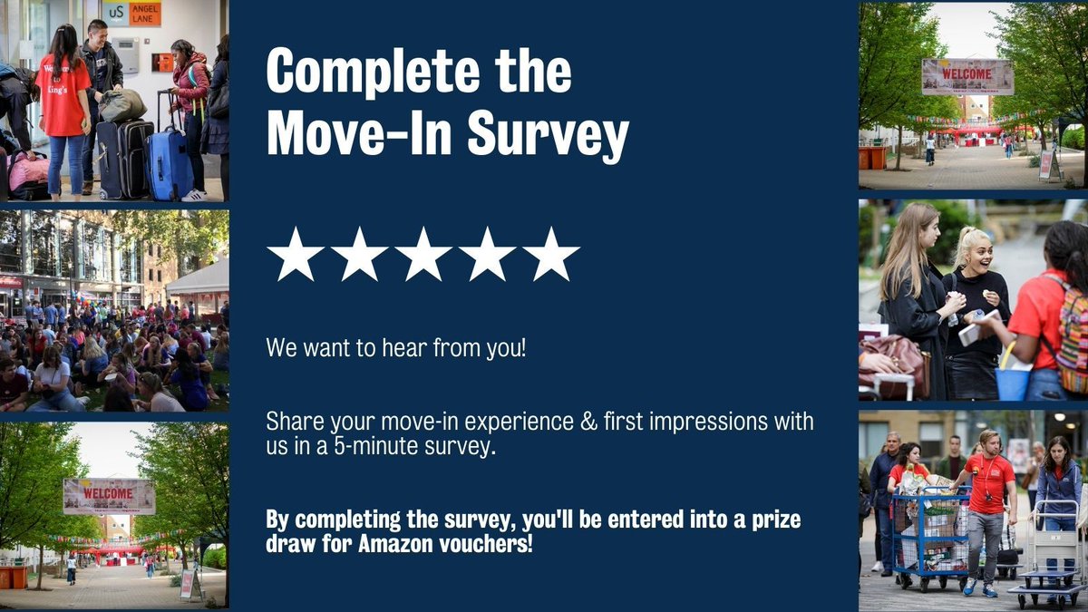 ENTER A PRIZE DRAW!!! 🎁 

All moved in and settled? 🧳 

Share your move-in experience and first impressions with us in a 5-minute survey. By completing the survey, you'll be entered into a prize draw for a chance to win some Amazon vouchers. 🎁 

🔗 forms.office.com/Pages/Response…