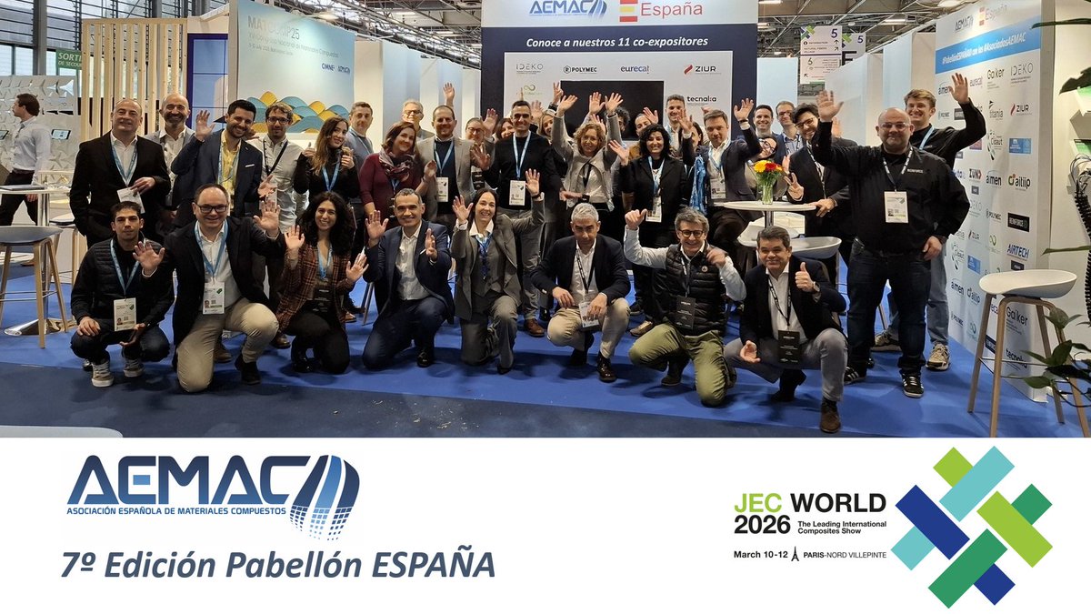 📢 A una semana para cerrar el #PabellónESPAÑAVII que estará en #JECWorld2026...   el lugar de encuentro de la comunidad española de #MaterialesCompuestos  

¿Te animas a participar como #Coexpositor? 
✅ Ser #AsociadoAEMAC 
📨 Contáctanos - info@aemac.org