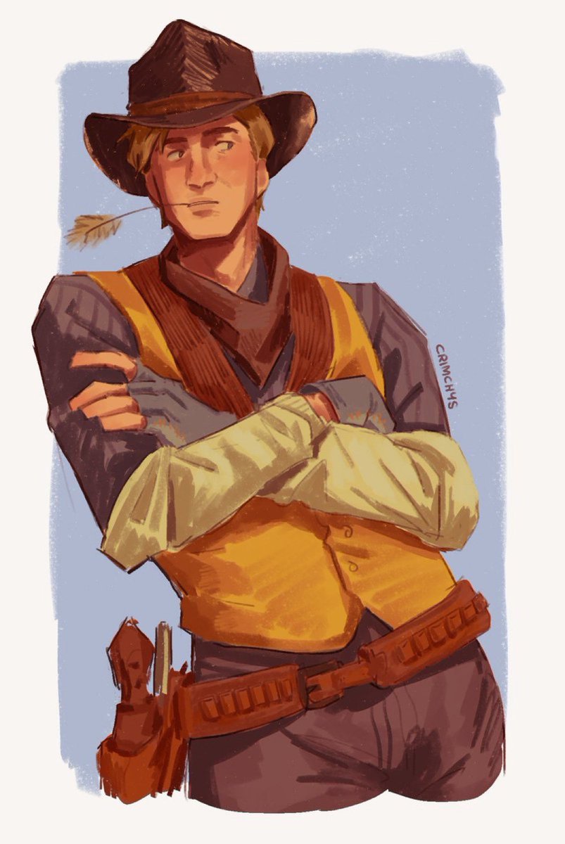 he’s leaning against the reader while standing. 

-
credit to artist crimchys 
dm for removal