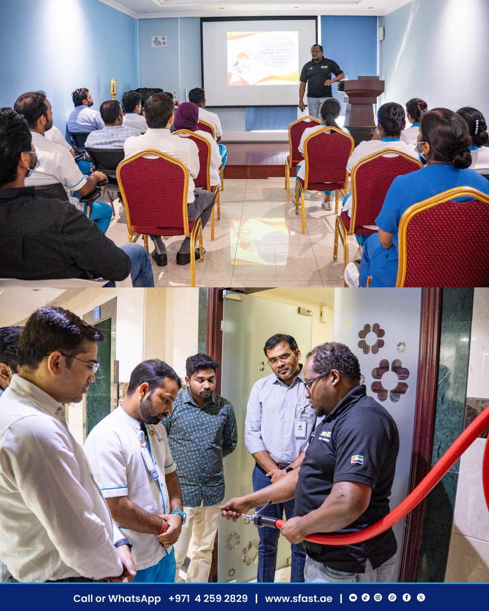 save_fast's tweet image. Fire Safety Training for NMC Hospital staff, led by our expert trainer Sirdar and approved by Dubai Civil Defence (DCD).

 Call or WhatsApp: +971 4 259 2829
 sfast.ae

#FireSafety #SaveFast #DCDApproved #NMC #TrainingUAE