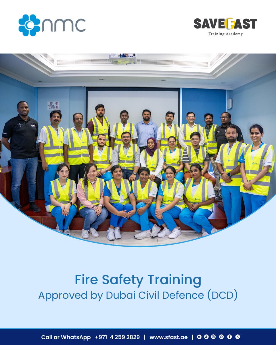 save_fast's tweet image. Fire Safety Training for NMC Hospital staff, led by our expert trainer Sirdar and approved by Dubai Civil Defence (DCD).

 Call or WhatsApp: +971 4 259 2829
 sfast.ae

#FireSafety #SaveFast #DCDApproved #NMC #TrainingUAE
