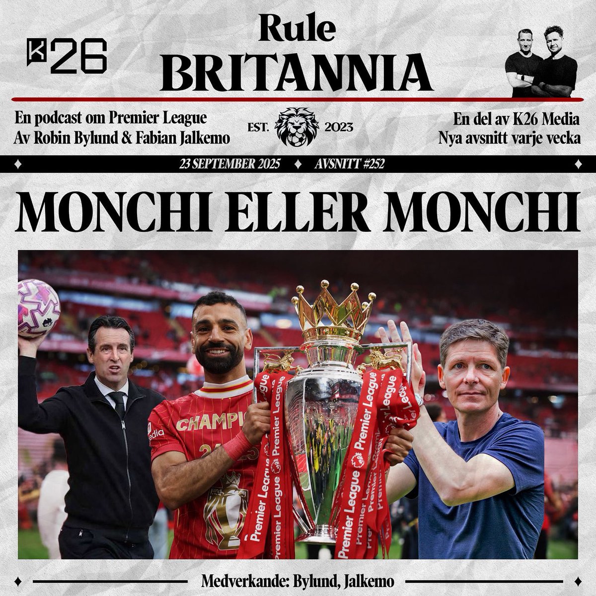 Avsnitt 252 av Rule Britannia!

Ballon d’Or är utdelad men Rule Britannia tar avstånd. Det där priset är helt enkelt det absolut värsta med den moderna fotbollen

Dessutom Aston Villa &amp; Emerys framtid och en ganska rejäl hyllningskör till Palace &amp; Glasner

open.spotify.com/episode/1wY54l…