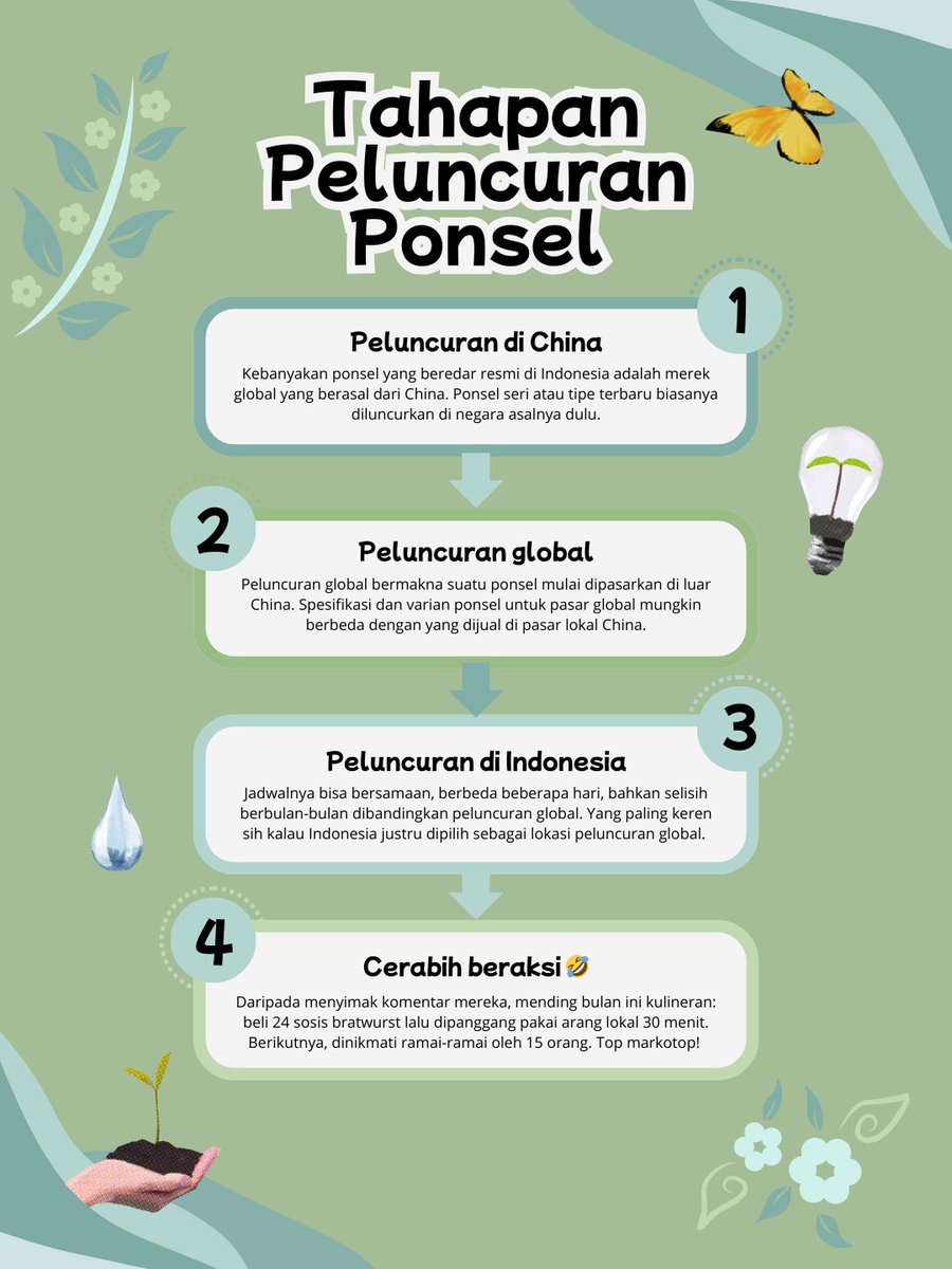 herrysw's tweet photo. Sekadar memberikan pencerahan, kalau-kalau ada penggawai yang belum memahami tahapan peluncuran ponsel hingga beredar resmi di Indonesia.

Tahapan ini tidak bersifat mutlak. Bisa saja urutannya langsung ke peluncuran global. https://t.co/TYejtqx0a5