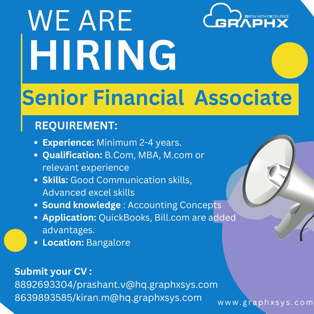 GraphxSystems's tweet image. We’re looking for 2 to 4 year of experience with strong accounting knowledge
#Hiring #FinanceJobs #SeniorFinancialAssociate #JoinOurTeam #GraphxCareers #NowHiring #FinancialJobs #BackOffice #Graphxsystems #Medtech #USaccounting