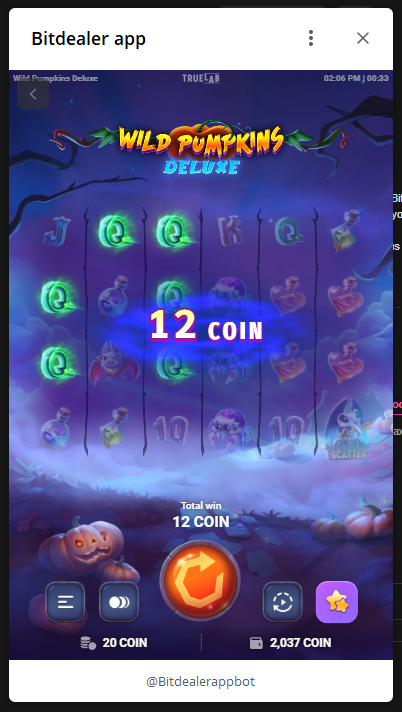 Anabil678Wild6's tweet image. 🎰 Just scored 12 COIN on Wild Pumpkins Deluxe in the #Bitdealer app!
Pumpkins, potions &amp;amp; pure luck 🎃✨
Total balance: 2,037 COIN
Try your luck &amp;amp; tag me with your score!
#Bitdealerappbot 
@bitdealernet
 #SlotsWin
