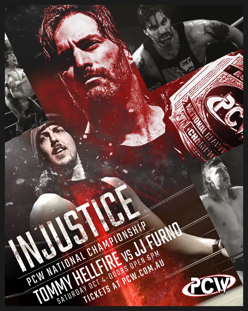 🔥MATCH ANNOUNCEMENT🔥

PCW NATIONAL CHAMPIONSHIP 

In a match that has been building for months, JJ Furno will challenge Tommy Hellfire for the PCW National Championship in the MAIN EVENT of Injustice🔥

🎟️pcw.com.au/events