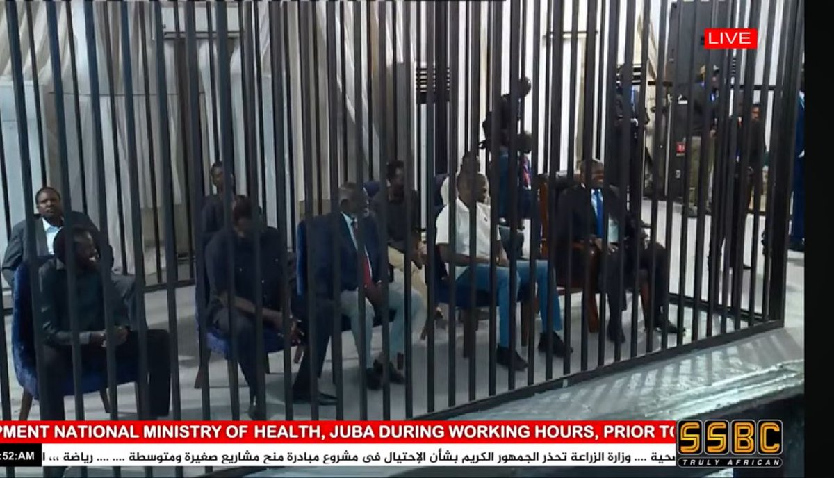 EyeRadioJuba's tweet photo. The  judge presiding over the trial of suspended First Vice President Dr Riek  Machar and seven co-accused On Tuesday adjourned the second session as he  reiterated his call for access to the public and the media. #ssox https://t.co/IVuSxnU2Vj