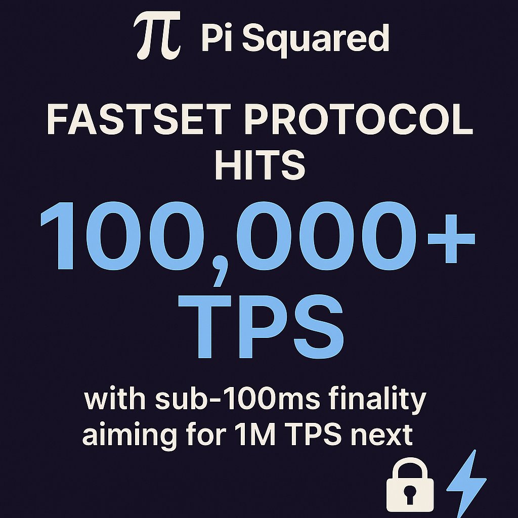 AAmiriyan888's tweet image. 🚀 Scalability redefined!
@Pi_Squared_Pi2’s FastSet protocol hits 100,000+ TPS with sub-100ms finality — aiming for 1M TPS next.
A true leap toward a quantum-secure, high-performance blockchain future. 🔐⚡️ #FastSet #Web3