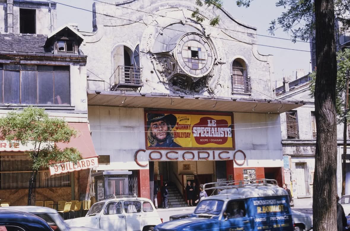 📸 Pierrette Lacroix.
Cinéma Cocorico, 128 rue de Belleville 
1970. Paris