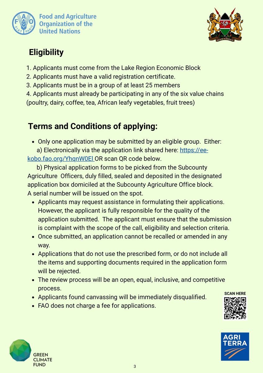 Are you a farmer group/know a farmer group in the <a href="/LREB14/">Lake Region Economic Bloc</a> counties who are in coffee, tea, poultry, dairy, fruit trees &amp; African leafy vegetables value chains? 

If yes, please circulate this call to apply to participate in farmer field schools widely. 
#farmers #livelihoods