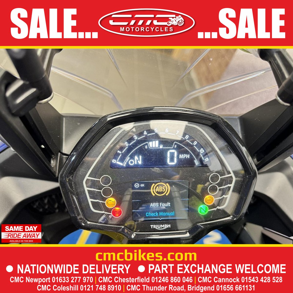 SALE...SALE...SALE

SAVE £800 on this CMC approved 2022 Triumph Tiger 660 Sport, reserve today, online, on the phone or in store with a £100 deposit

2022, 22' registration, only 7,364 miles, 2022 Triumph Tiger 660 Sport, £6,199.

cmcbikes.com/used-motorcycl…

If it's bikes, it's CMC