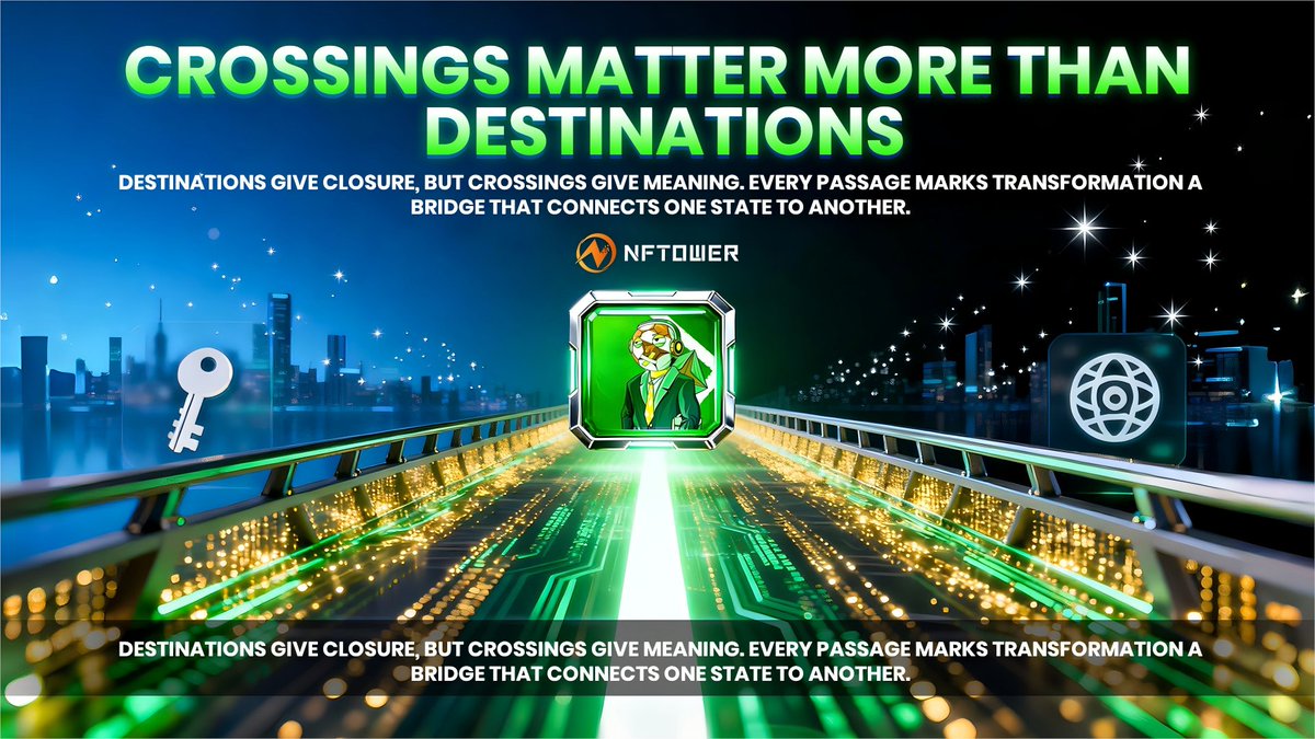 NFTOWER_'s tweet image. 🌐 At NFTower, value isn’t only in the destination. 
🔗 It’s in the crossings, the bridges that connect roles, unlock participation and reshape meaning.
🖼 Every NFT crossing matters more than where it ends, because each passage changes what continues.

#NFTOWER #NFTDesign