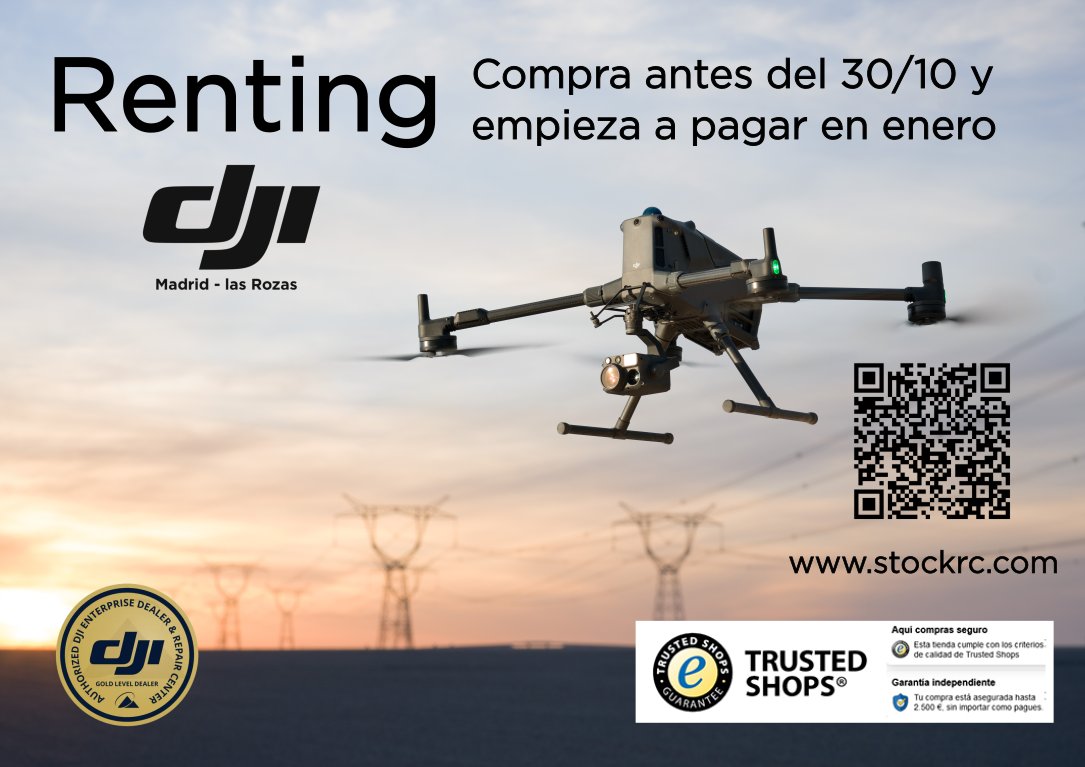 stockrc's tweet image. Si eliges la opción de renting en DJI Madrid Las Rozas antes del 30 de octubre, ¡empiezas a pagar en enero!
Consulta las condiciones: shorturl.at/42bbd
#djimadrid #djimadridlasrozas #stockrc #renting #rentingdrones #rentingbici #rentingebike