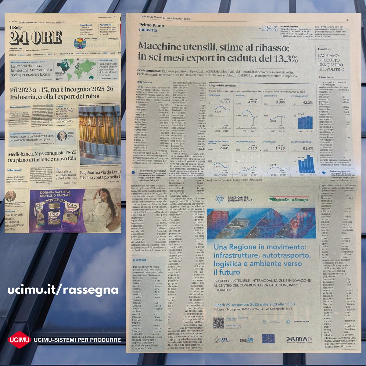 💪Oggi in primo piano su #IlSole24Ore gli articoli di 𝗟𝘂𝗰𝗮 𝗢𝗿𝗹𝗮𝗻𝗱𝗼 e 𝗣𝗮𝗼𝗹𝗼 𝗕𝗿𝗶𝗰𝗰𝗼 analizzano il momento dell'industria italiana delle #macchineutensili e dei #robot. 

📌In attesa della prossima #EMOMILANO2027 !

#EMO #Hannover #Milano #madebyitalians