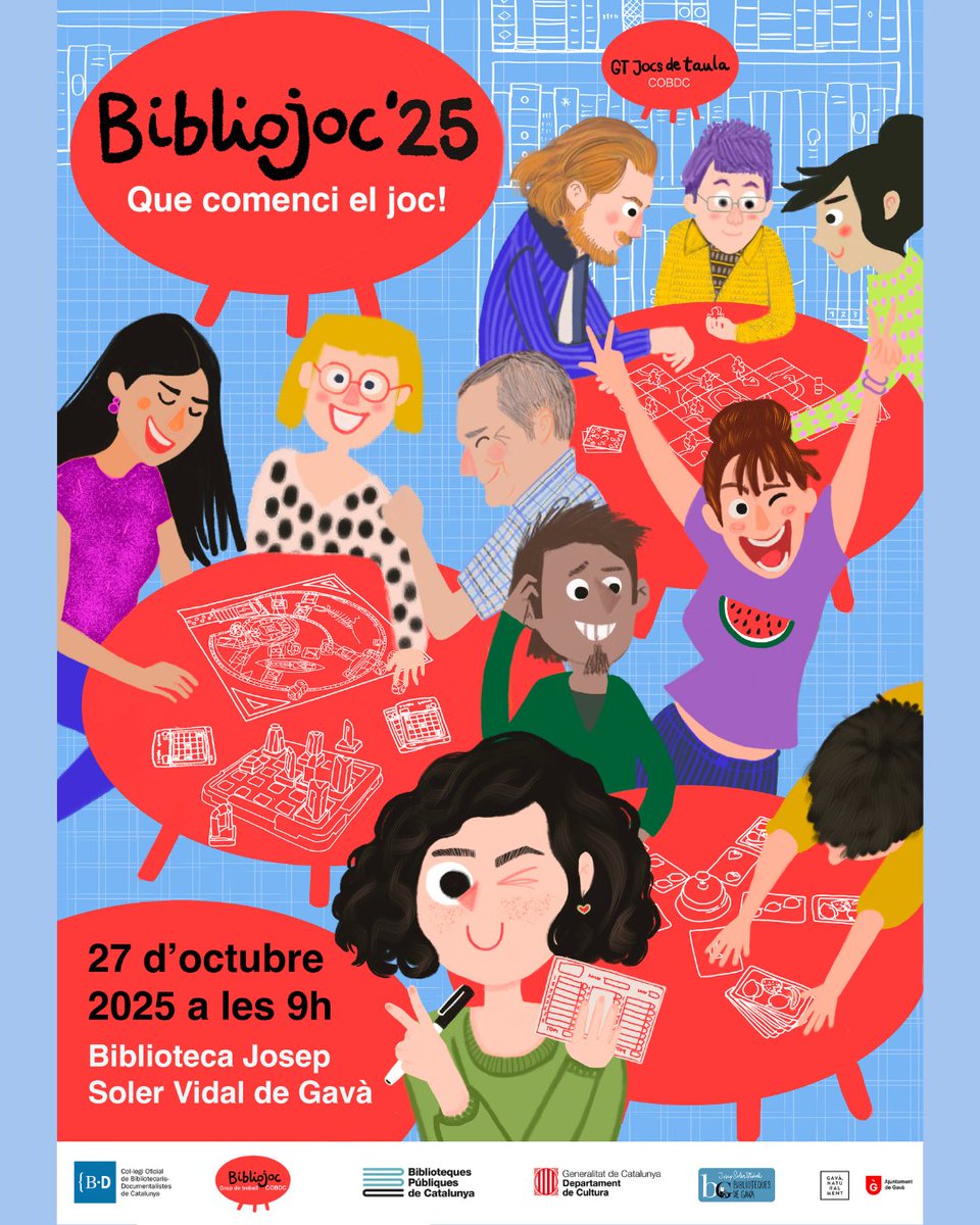 Ja estan obertes les inscripcions per al BiblioJoc’25, la jornada professional sobre jocs de taula i biblioteques!

📅 27 d’octubre · 9-14 h
📍 Biblioteca Josep Soler Vidal (Gavà)

Inscriu-te aquí ➡️ cobdc.org/producte/bibli…

#40anysCOBDC #BiblioJoc25 #GTJocsDeTaula