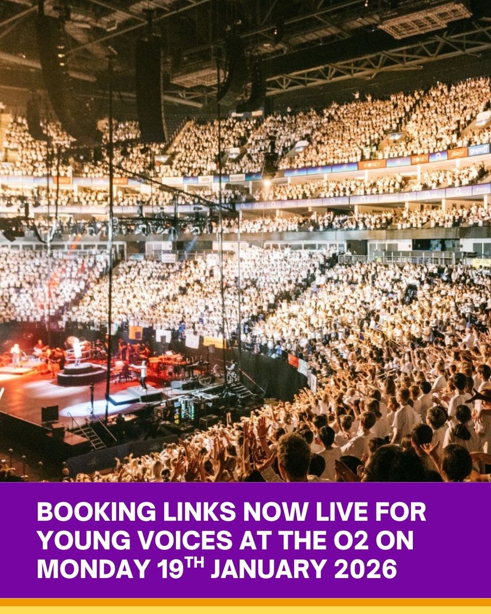 WindsorLearning's tweet image. Excitement is building for Young Voices at the O2 on Monday 19th Jan 2026. Some schools are already sold out! Open to Y3+ choir members. Please check school comms for booking links. Deadline: Thurs 25 Sept. Spectator ticket info coming soon.

#YoungVoices #WindsorSchools