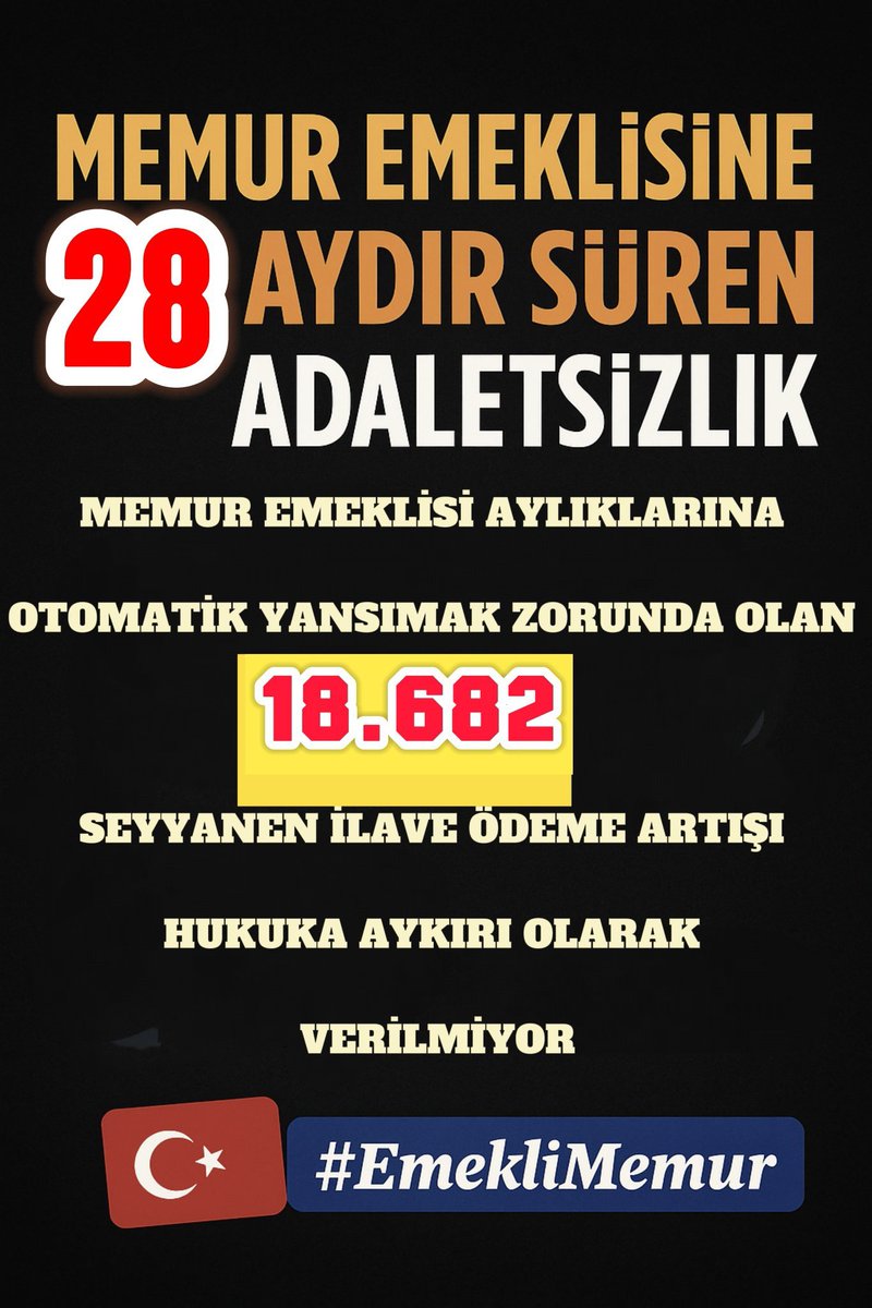 #EmekliMemur seyyanen ilave ödeme zam hakkını almaktan vazgeçmiyecek 
Memur Emeklisi yasal hakkı olan ve Cumhurbaşkanının söz vermesine rağmen 375/40 KHK ile 28 aydır gasp edilen seyyanen zam sözünün yerine getirilmesini bekliyor.
<a href="/RTErdogan/">Recep Tayyip Erdoğan</a>
<a href="/memetsimsek/">Mehmet Simsek</a>
#MemurEmeklisineAdalet
