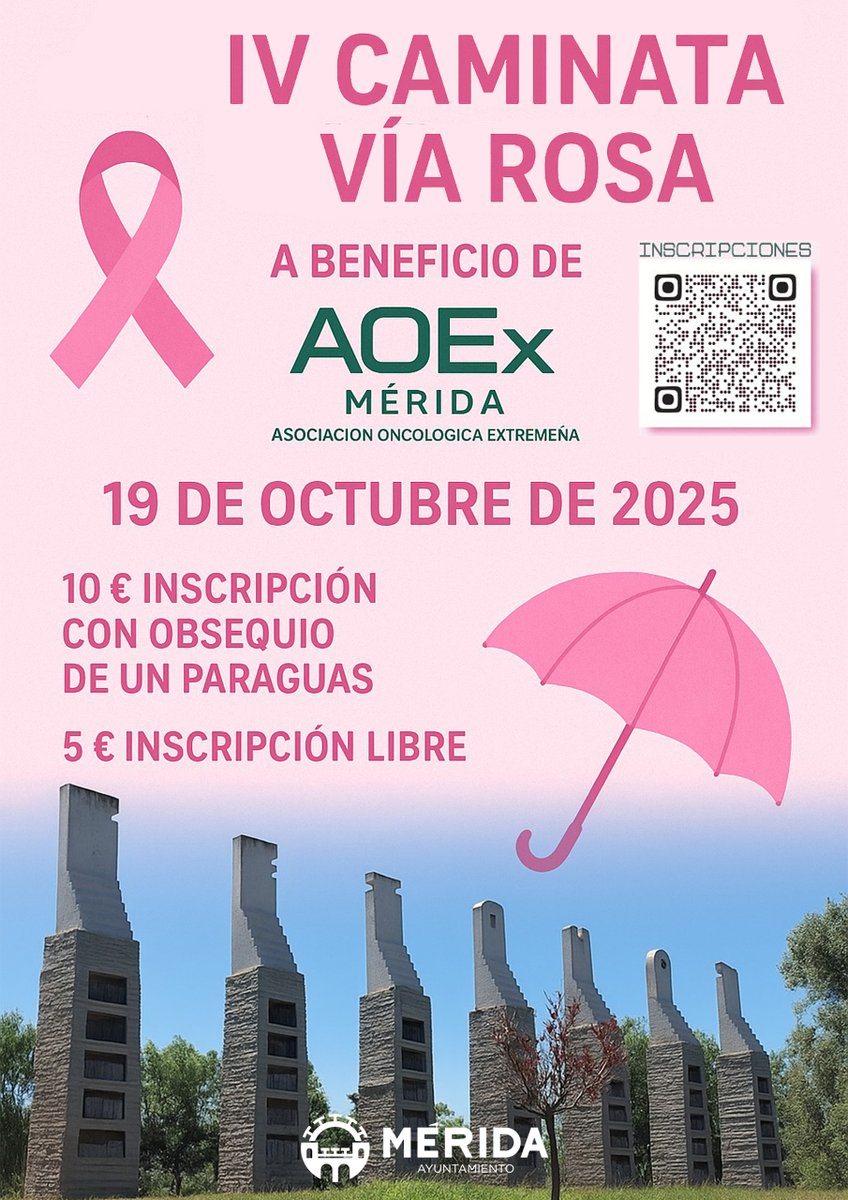 Ayuntamiento de Mérida (@ayto_merida) on Twitter photo 💟 El domingo 19 de octubre se celebrará la IV CAMINATA VÍA ROSA, un 'paseo' de cerca de 4 km por lugares emblemáticos por la ciudad con salida a las 11:00 horas desde el Circo Romano. Organiza Asociación Caminos Romanos a beneficio de <a href="/AOEx1/">AOEx</a> 
+info 👉 chipserena.es/web.../12016-i… 💟 El domingo 19 de octubre se celebrará la IV CAMINATA VÍA ROSA, un 'paseo' de cerca de 4 km por lugares emblemáticos por la ciudad con salida a las 11:00 horas desde el Circo Romano. Organiza Asociación Caminos Romanos a beneficio de <a href="/AOEx1/">AOEx</a> 
+info 👉 chipserena.es/web.../12016-i…