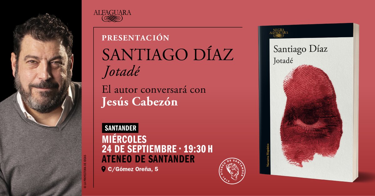 ¡Mañana nos vamos con «Jotadé» a #Santander! 

📖 <a href="/sdiazcortes/">Santiago Díaz</a> charlará con Jesús Cabezón
⏰ 19:30h
📍 <a href="/AteneoSantander/">Ateneo de Santander</a>

¿Nos acompañas?