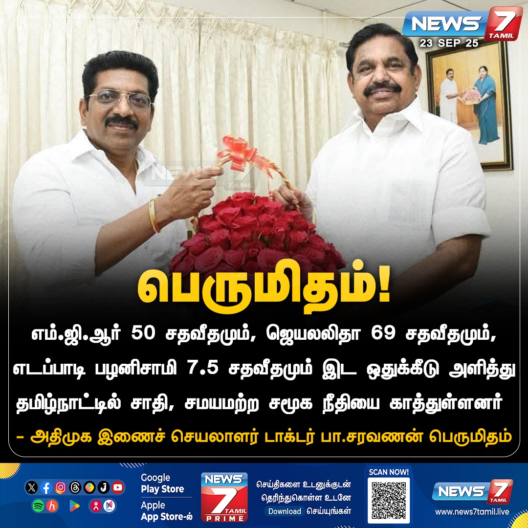 news7tamil's tweet image. பெருமிதம்!

#EPS | #MGR | #Jayalalithaa | #EPS | #EdappadiPalaniswami