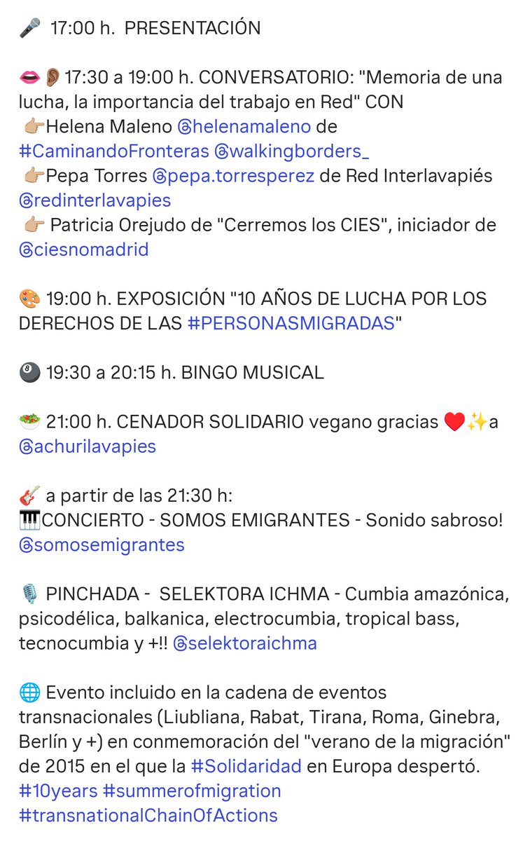 <a href="/Centrolatortuga/">CCIC La Tortuga 🐢</a> Y el sábado 27 nos volvemos a encontrar en <a href="/EKO_Carabanchel/">ESLA Eko</a> para celebrar y reflexionar juntas sobre el régimen de fronteras internas y externas y la lucha colectiva frente a ello.

¡Te esperamos 😉!

 Más info 👇