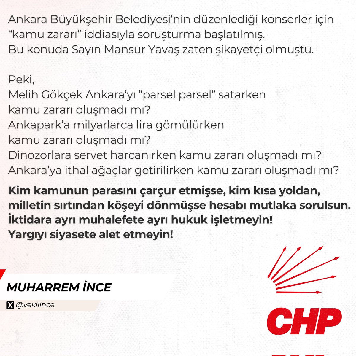 Muharrem İncenin Ankara büyükşehir belediyesine yapılan operasyonlarla ilgili açıklaması 👊