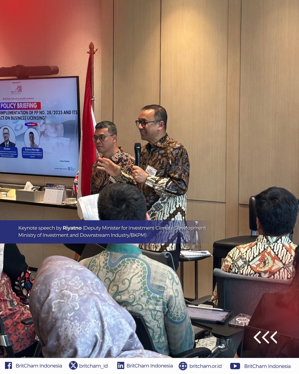 BritCham_ID's tweet image. On Thursday, 18 September 2025, BritCham Indonesia convened a Policy Briefing titled “Understanding the Implementation of PP No. 28/2025 and its Impact on OSS RBA.”

Full post — linkedin.com/posts/britcham…