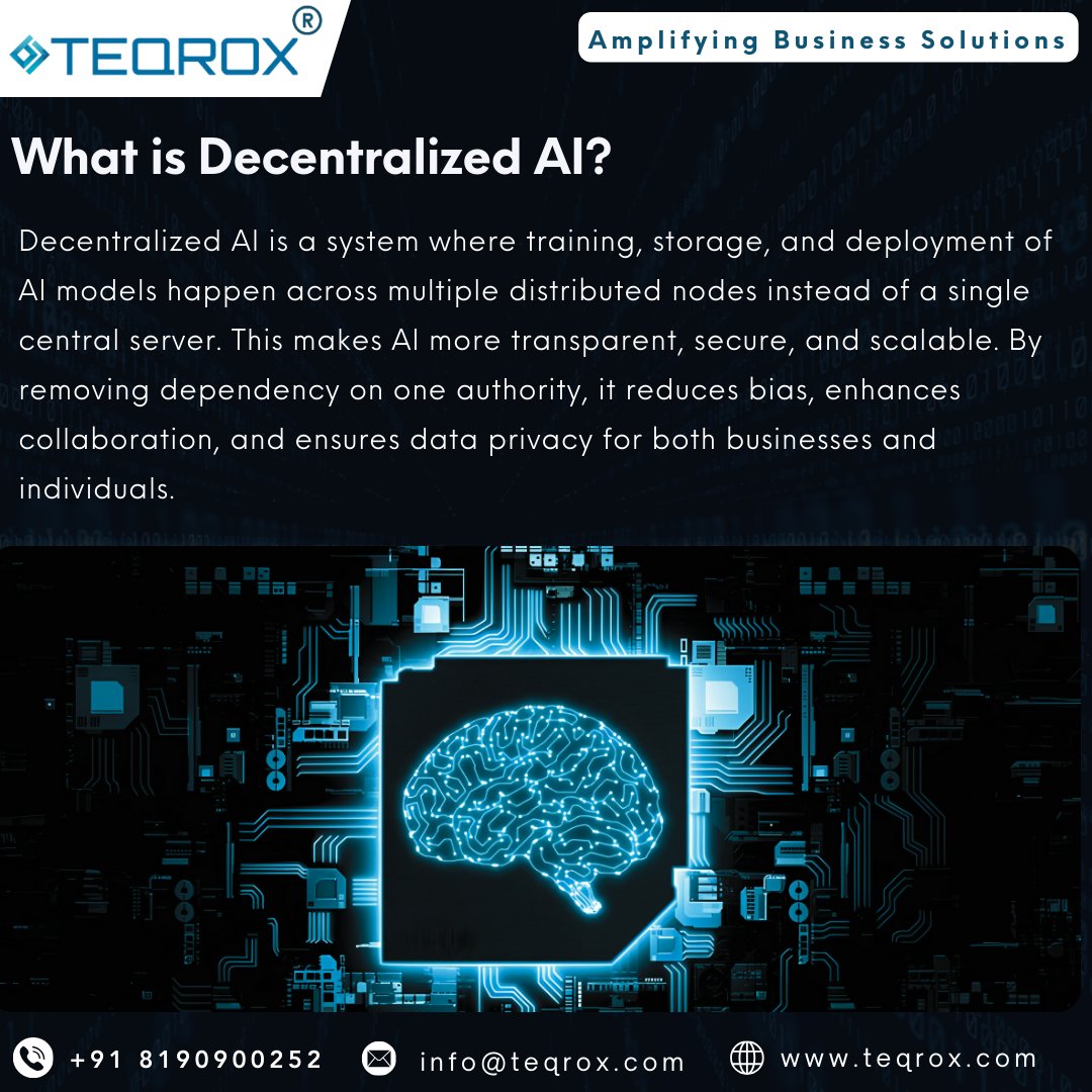 Teqroxsolutions's tweet image. 🤖 Revolutionize your AI Model with decentralized data.
🧑‍💻 At Teqrox, we help businesses integrate AI &amp;amp; blockchain to build intelligent systems tailored for your business growth
#decentralizedfuture #decentralizeddata #decentralizedai #aisolutions #aimodels #teqrox
