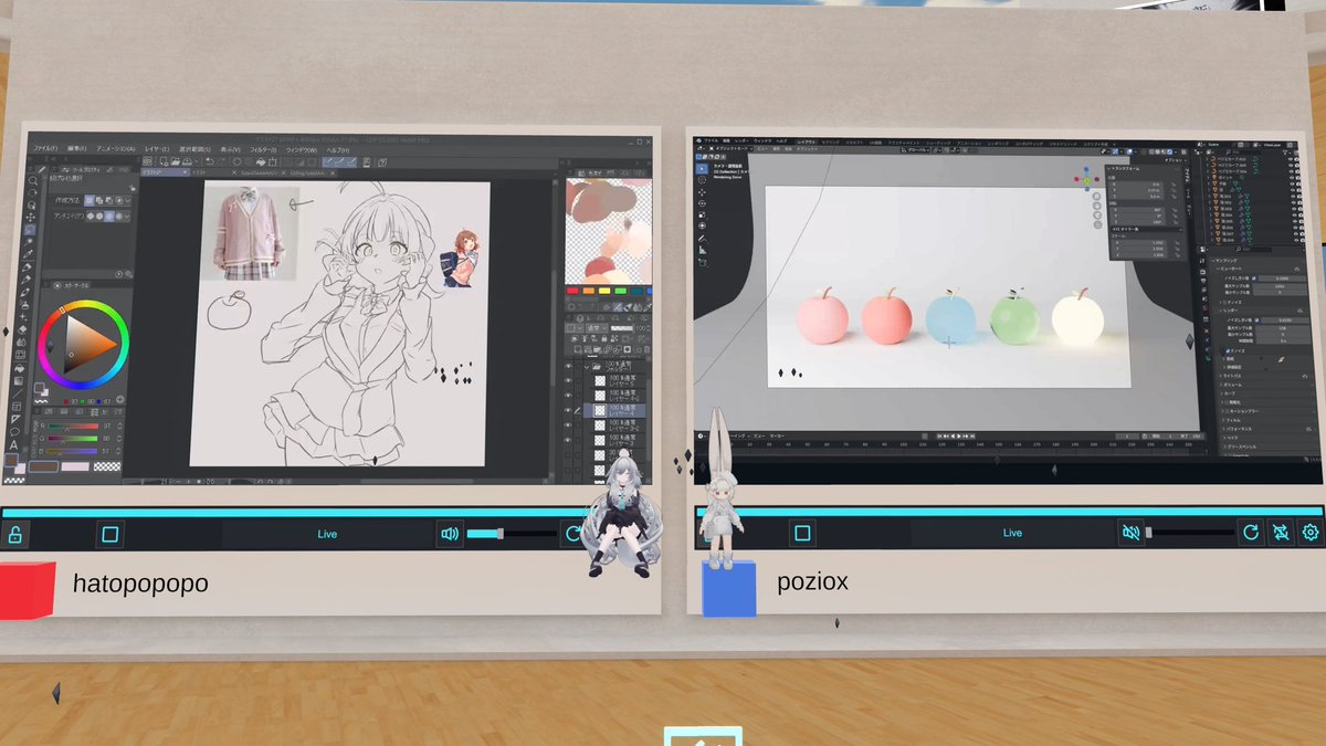 休養二日目！
くりえいてぃ部の人と作業しながら完成させた🍎
私にVCCチュートリアルしてくれた人と4ヶ月ぶりくらい会えて楽しかった！
作業に付き合ってくれた人たちありがとうございます🥰