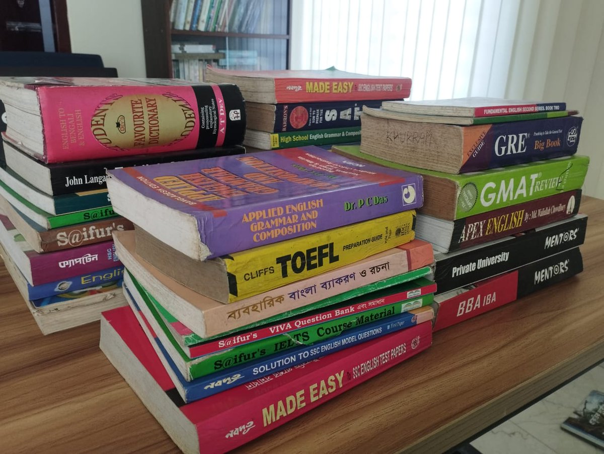 ShaplaF's tweet photo. We got a generous donation of English grammar and language test books, along with Bangla grammar books, and some other books for our children. These valuable resources will help the kids improve their language skills. Thanks to the sponsor for her valuable contribution. https://t.co/sbMDBnm3Xu