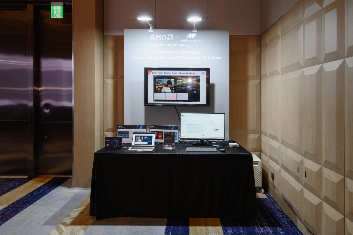 MulticoreWare's tweet image. Thrilled to collaborate with AMD at Tech Day in Taiwan!
Our Senior Director of Sales, Shelley Wu, highlighted how Scalable Edge AI is moving from concept to reality, powering everything from Retail to Robotics on AMD Embedded solutions.
#Togetherweadvance #AMDRyzen #McW