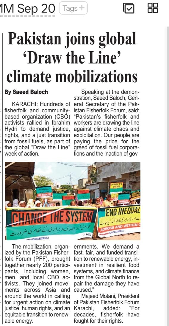 APMDD (@asianpeoplesmvt) on Twitter photo In Karachi, Pakistan Fisherfolk Forum & Human Rights Commission of Pakistan joined the Global #DrawTheLine mobilisations — demanding an end to inequalities, protection of seas & climate justice. 🌊✊ In Karachi, Pakistan Fisherfolk Forum & Human Rights Commission of Pakistan joined the Global #DrawTheLine mobilisations — demanding an end to inequalities, protection of seas & climate justice. 🌊✊