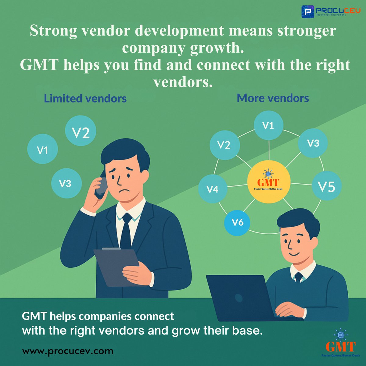 procucev's tweet image. GMT helps you find and connect with the right vendors.
With GMT (Get My quoTe), companies can:
📌Expand their vendor base
📌Access verified suppliers
📌Get multiple quotations
📌Sourcing with one platform
🌐Start today at procucev.com
#Sourcing #GMT #Vendor #Quote