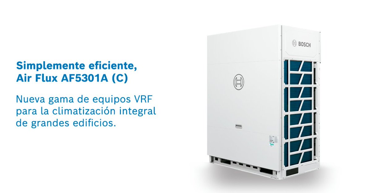 Nueva generación de sistemas #VRF Air Flux 🚀
El modelo AF5301 A (C) es ideal para uso comercial:
🔹Hasta 270 kW
🔹SEER 7,6 | SCOP 4,5
🔹Rango +55ºC a -30ºC
🔹Compresor Scroll + R410A
Descubre más 👉 spkl.io/6011ArtAd
#Bosch #BoschComercial #AirFlux #Climatización