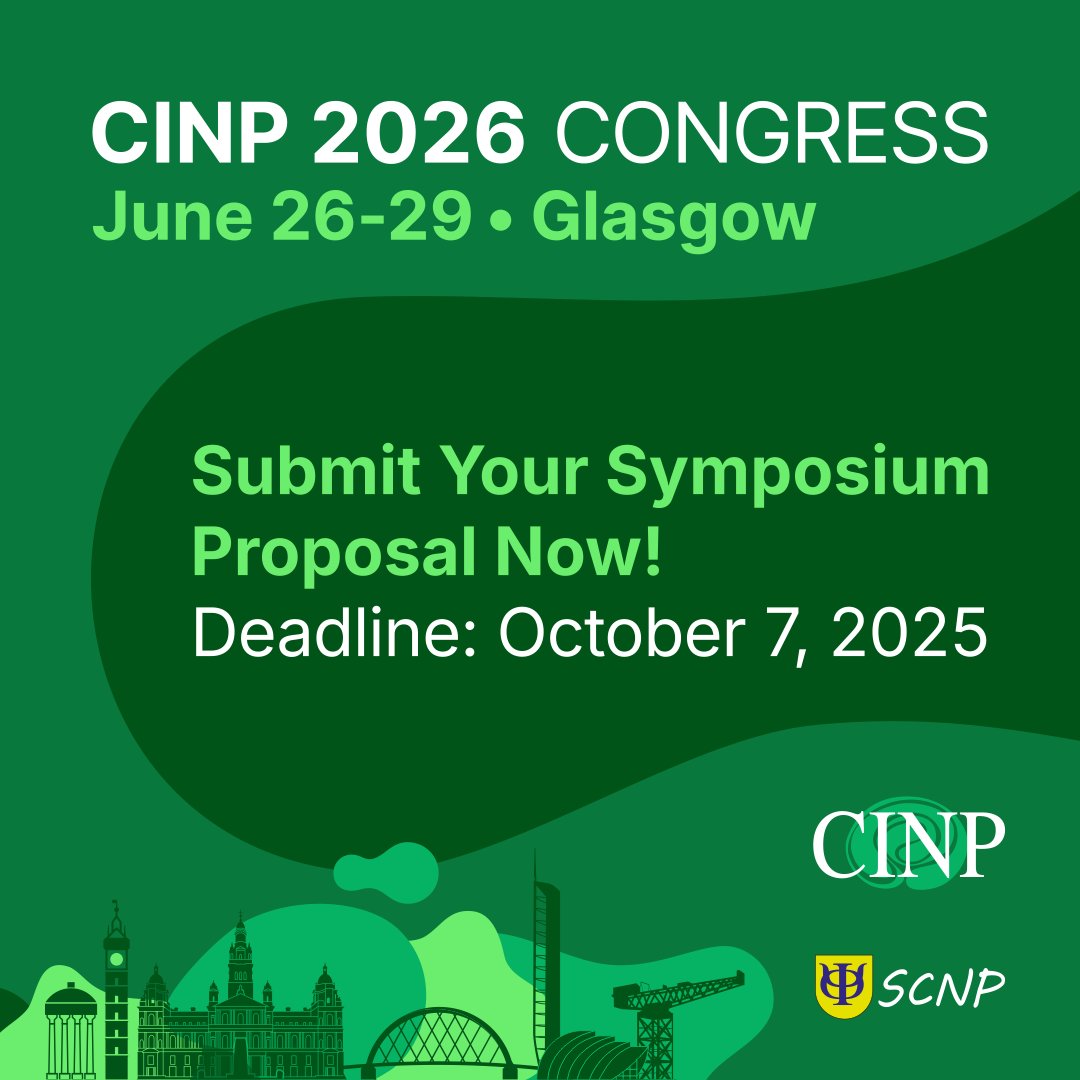 🚨Call for Symposia – CINP 2026, Glasgow🚨

Be part of shaping the scientific programme at one of Europe’s most vibrant cities!🌍✨

📅Deadline: 7th October 2025
💡30 symposia slots available – don’t miss this chance!
➡️cinp2026.org/submissions/sy…

#CINP2026 #Neuropsychopharmacology