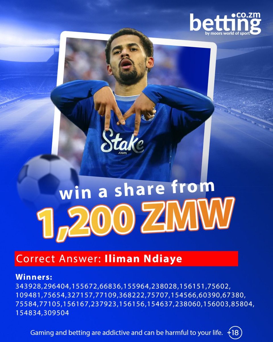 mwos_zambia's tweet image. Congratulations to the winners of the Predict and Win challenge.
Correct answer: Iliman Ndiaye
Better luck nextime to all those that didn&apos;t make the winners list today.
#MWOSMakesWinners #TheHomeOfSportsBetting #Predict&amp;amp;Win