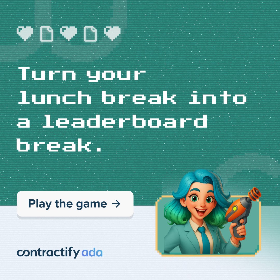 🍴 Your lunch break deserves more than emails and half-distracted scrolling.

Try out ADA, our AI contract assistant, in a fast-paced game that shows you how contract review can be faster, safer, and a whole lot more fun.

🕹️ Play the ADA game now: hubs.ly/Q03KhgzT0