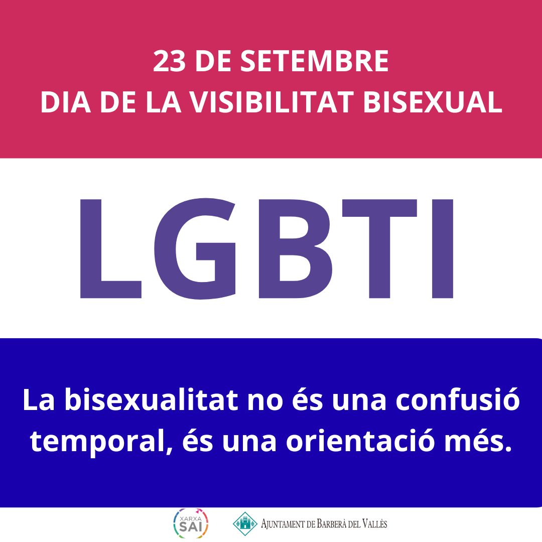 🌈 Barberà del Vallès se suma al Dia de la Visibilitat Bisexual 💜💙💖, una jornada per trencar mites i estigmes que encara avui envolten la bisexualitat.
Segueix fil 👇