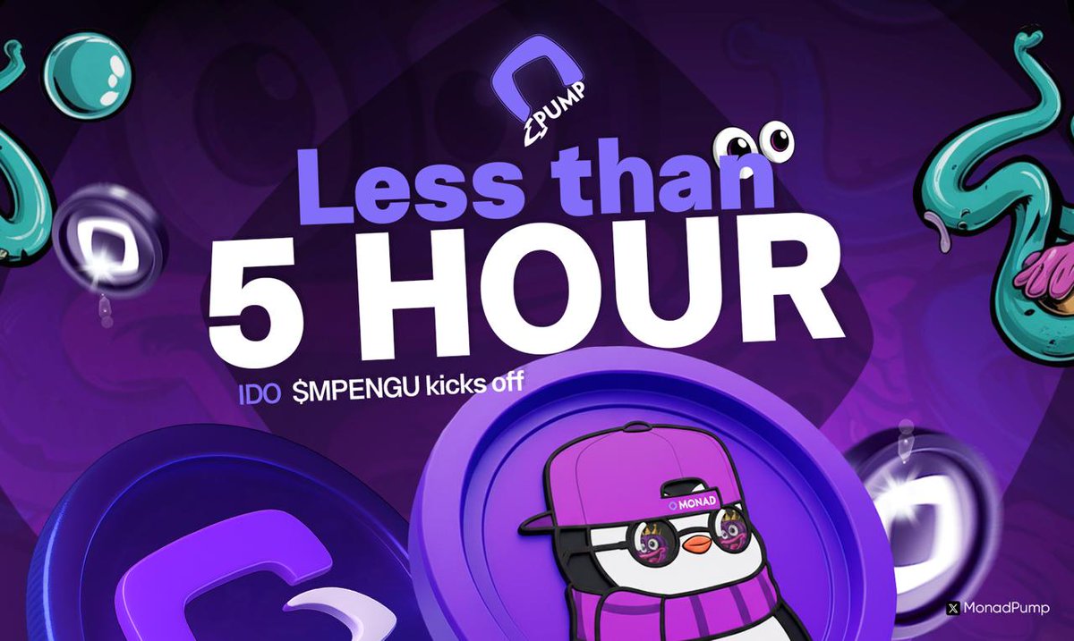 mpump_xyz's tweet photo. π Less than 5 HOURS until the $MPENGU IDO on MonadPump π
Raise: 20,000 MON
Min 1 β Max 100 MON
100% TGE, no cliff π
Cashback: 110% in MON
β° Start: 15:00 UTC
Be fast. Blink = miss it π
π https://t.co/v8QsCX8ENy
#Monad #MPUMP #IDO #Launchpad #MonadPump https://t.co/0i04jtm5lF