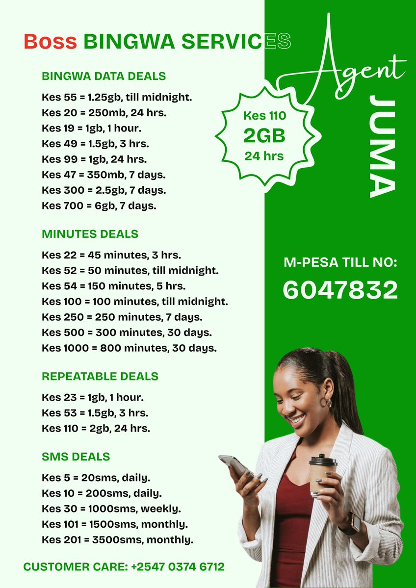 data_hub2259's tweet image. Just go to lipa na mpesa&amp;gt;buy goods and services&amp;gt;acc number is 6047832&amp;gt;then enter amount of your choice from the poster and receive your package instantly. Incase of any delay, just call/reverse call 0703746712 and you&apos;ll be assisted immediately. Welcome anytime.