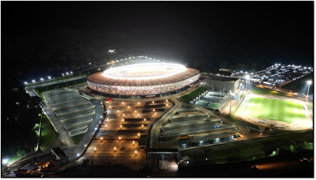 Switched On 

All the floodlights at Hoima City Stadium are now functional. Here are the aerial shots of the stadium at night.

#ErichMboowaReports