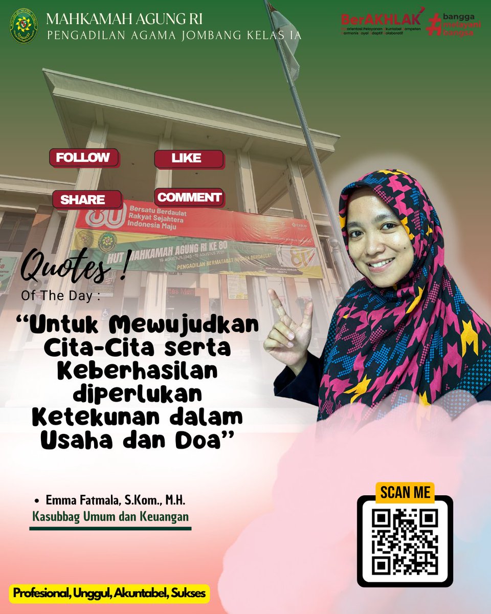 PAJombang's tweet image. Malang, 23 September 2025

Wujudkan Tata Kelola PNBP yang Baik, PA Jombang Hadir Dalam Bimbingan Teknis Pengelolaan PNBP.

Pengadilan Agama Jombang #PUAS
Profesional, Unggul, Akuntabel, Sukses

Mari terhubung dengan kami
Youtube: @pajombang
Tiktok: @pajombang