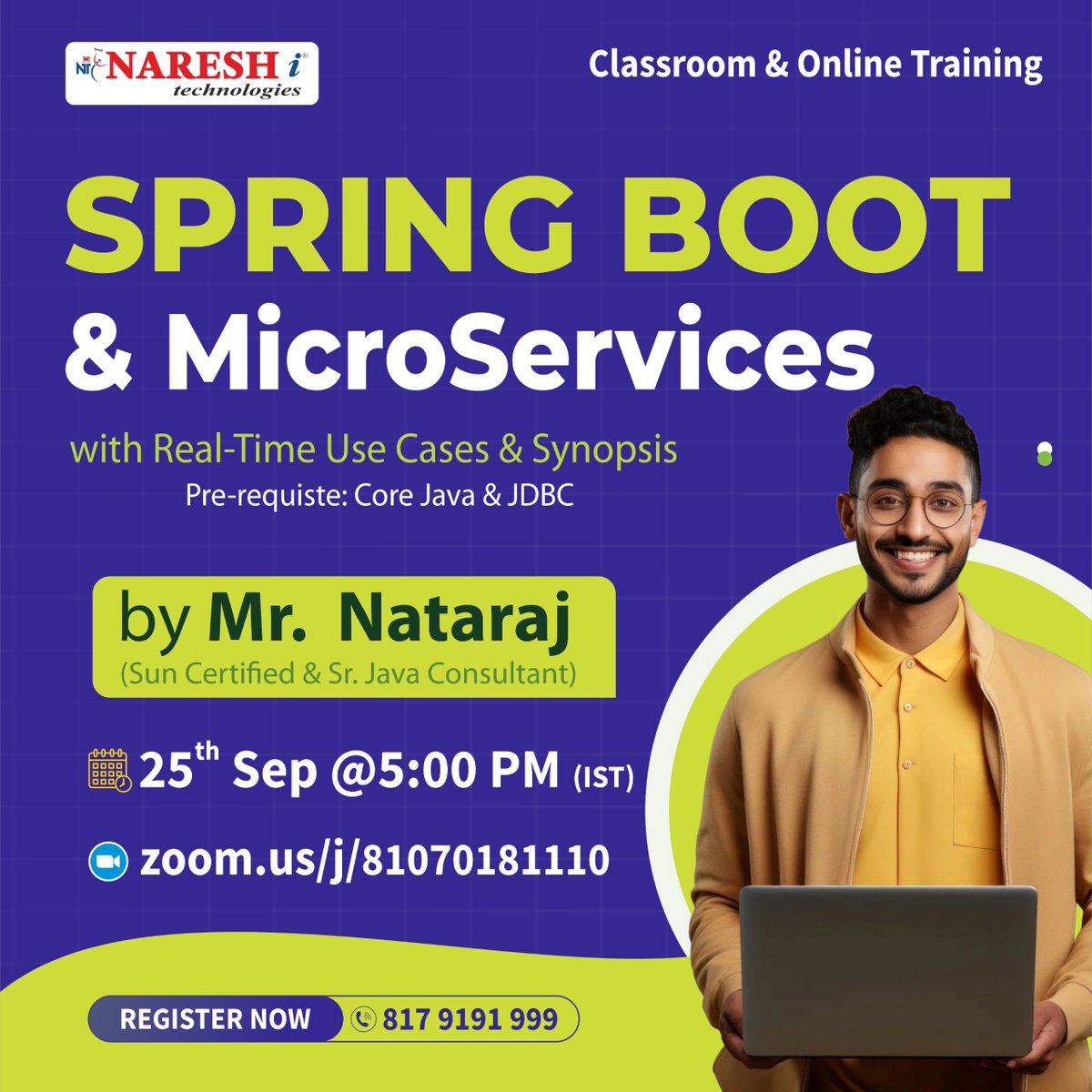 nareshitech's tweet image. 🚀 Master Spring Boot & Microservices 🚀
Want to build real-time applications with industry use cases?
📲 Register Now: t.ly/SBMS25th
📅 Date: 25th Sep
🕔 Time: 5:00 PM (IST)
🔗 Zoom Link: zoom.us/j/81070181110
#SpringBoot #Microservices #JavaTraining #NareshIT