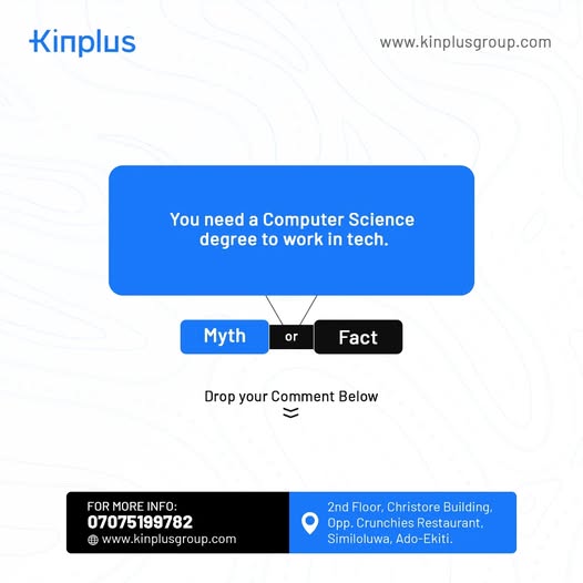 kinplustech's tweet image. No degree? No problem!
You don't need a Computer Science degree to work in tech. Build real, job-ready skills in #Cybersecurity, #DataAnalysis, #SoftwareDev, #AI, & more.
Stop doubting, start building!
#KinplusTech #NoDegreeRequired #TechCareers #SkillsOverDegrees