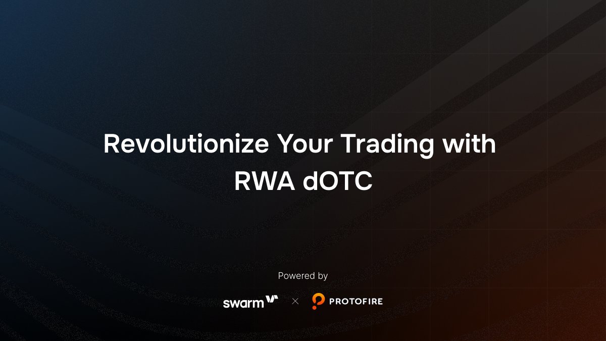 Protofire.io (@protofire) on Twitter photo Imagine a decentralized OTC platform where you trade tokenized real-world assets with zero slippage, instant atomic swaps, and dynamic pricing synced to global markets.
<a href="/SwarmMarkets/">Swarm</a> and <a href="/protofire/">Protofire | Token Utility Engineering</a> brought this to the <a href="/BNBCHAIN/">BNB Chain</a> with:
- 0.25% maker-only fees, auto $SMT token Imagine a decentralized OTC platform where you trade tokenized real-world assets with zero slippage, instant atomic swaps, and dynamic pricing synced to global markets.
<a href="/SwarmMarkets/">Swarm</a> and <a href="/protofire/">Protofire | Token Utility Engineering</a> brought this to the <a href="/BNBCHAIN/">BNB Chain</a> with:
- 0.25% maker-only fees, auto $SMT token