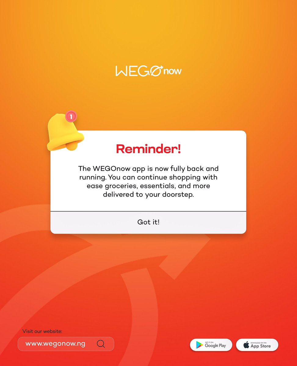 wegonowng's tweet photo. WEGONOW App Update !!
Smoother, Faster &amp; Better!
Thank you for your patience and for being part of the WEGONOW community. 🙌
Update now and start shopping hassle-free today! 🛒✨ https://t.co/4LDvspbSQo
