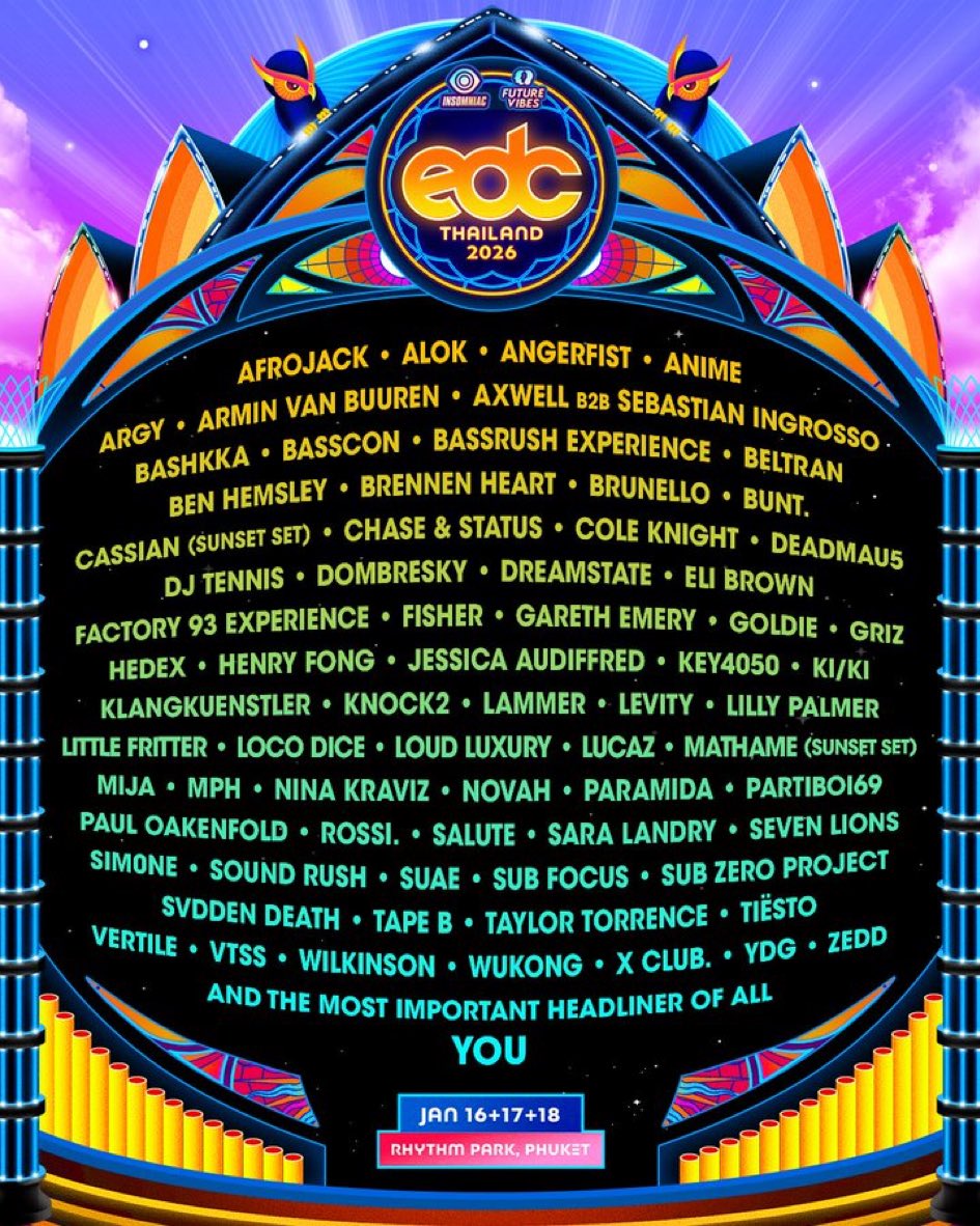 EDC タイにArgy 、Cassian、Mathameに来るから、日本にも来る可能性あるかな？
来てくれたら嬉しいな