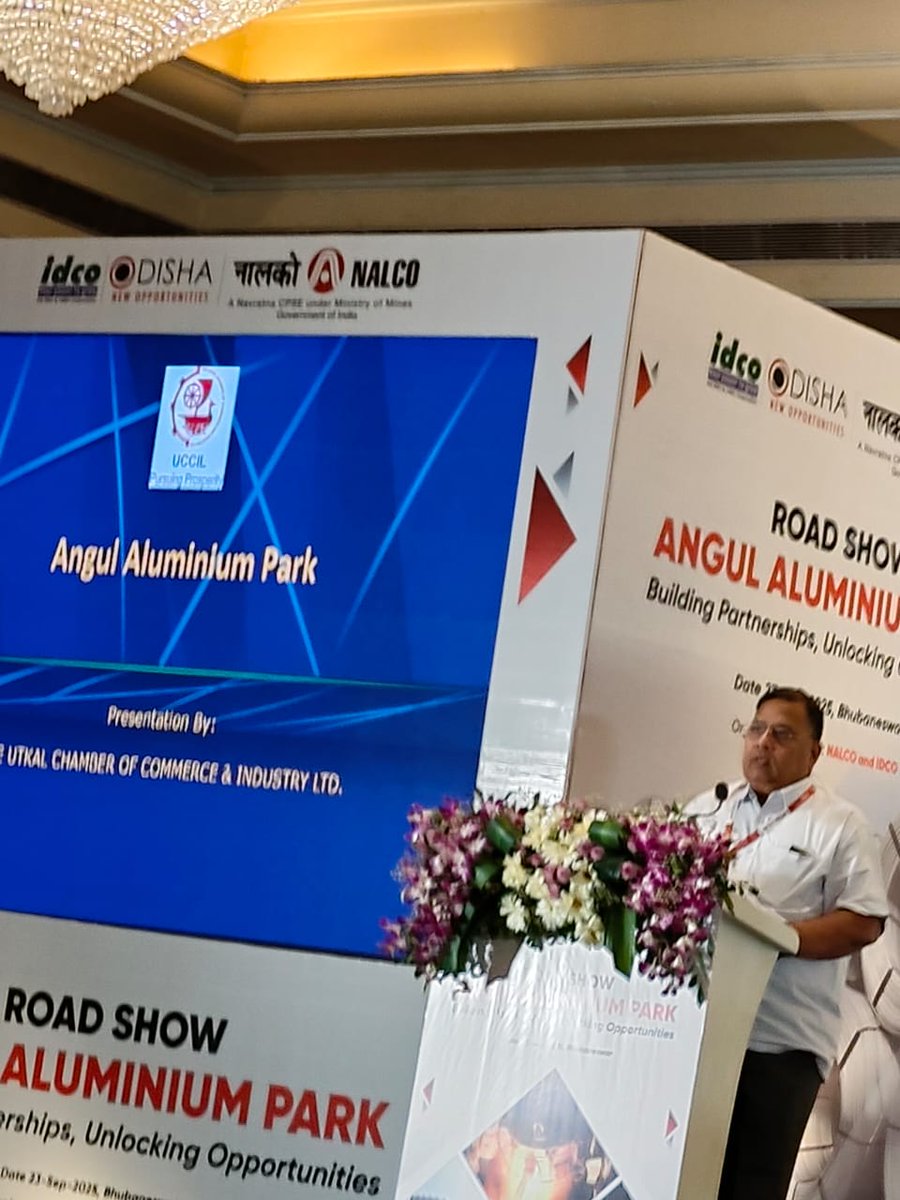 Advisor to UCCIL Board Shri Ali Kishore Patnaik speaks on the Aluminium Roadshow organized by NALCO today at Hotel Swosti Premium on behalf of All Industrial Associations of Odisha.
