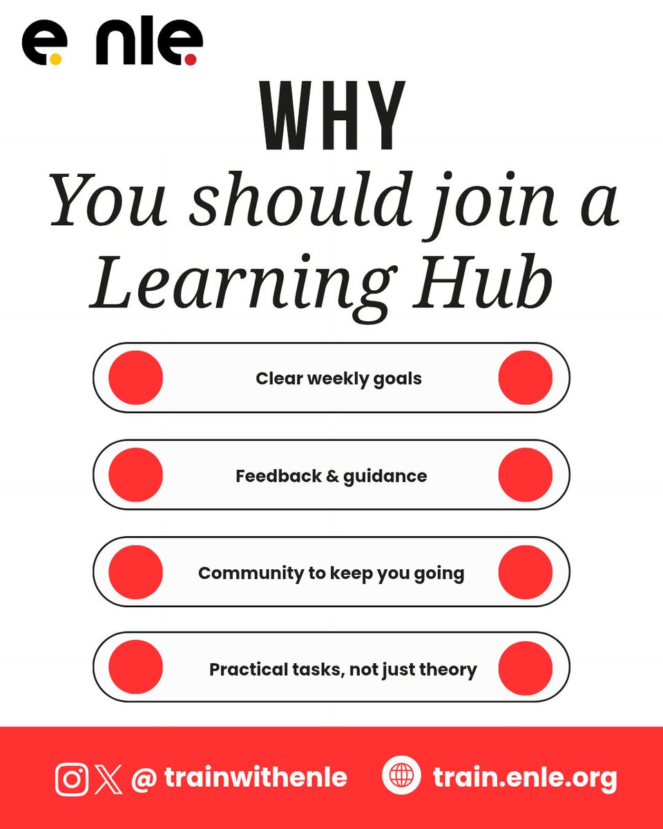 Tired of being stuck in “learning alone mode”?

Joining Enle Hubs equals structure + people + real growth.

That’s how you win.

Comment  HUB if you are ready to join one.

#HubCulture #TrainwithEnle #structuredlearning